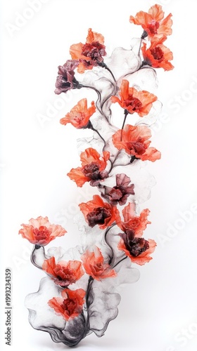 Red poppies on smoky stems make an elegant artistic backdrop for book covers, invitations or premium product designs.