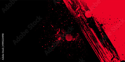 Black and red abstract grunge background with halftone style.