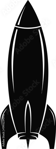 Black silhouette of a rocket Vector, illustration