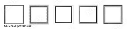 Halftone dotted frames set. Isolated vector gradient dotted square shape design elements for collages, banners