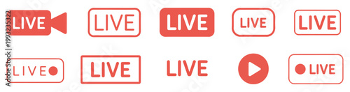 live streaming broadcast video icon set