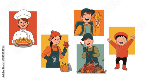 Cheerful people enjoying autumn harvest activities in a vibrant outdoor setting representing lifestyle and digital marketing concepts