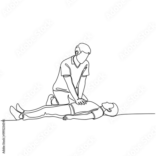 First Aid Cpr Illustration: Person performing chest compressions on unconscious individual