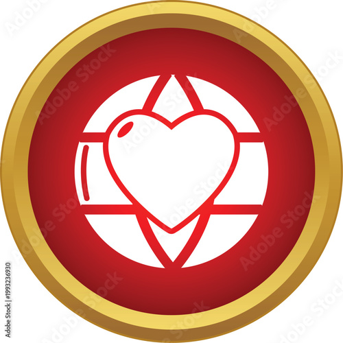 Heart and globe symbol representing worldwide love, care, and philanthropy