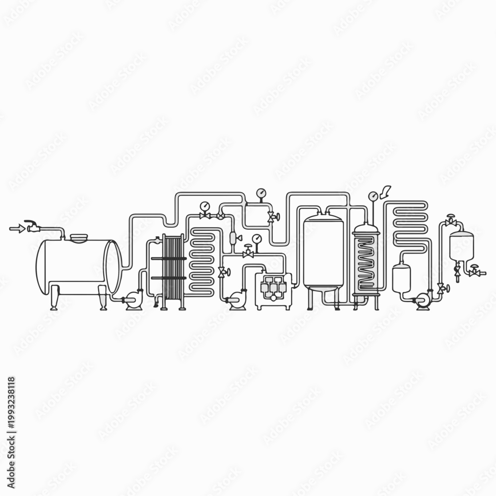 Fototapeta premium A detailed illustration showcasing a modern industrial plant