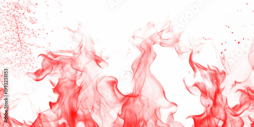 Abstract Vibrant red transparent smoke cloud. Abstract black transparent smoke banner. Red smoke abstract on white background. Abstract background with glowing red plasma smoke water color for design.