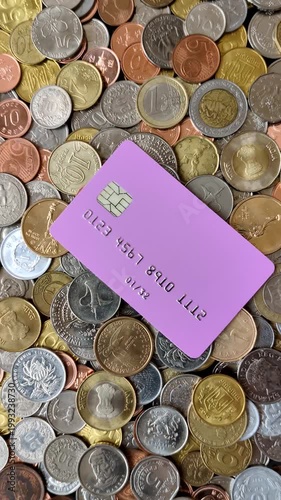 A credit card for contactless cashless payments via a terminal or online. A credit card for a financial background