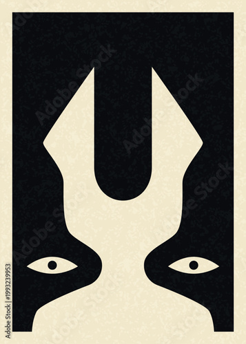 Mystical dark poster with eyes - Occult Illustration Poster. Dark Occult Poster Art