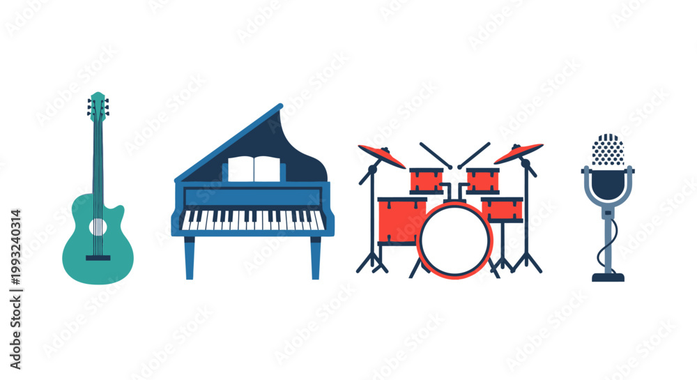 Naklejka premium Musical instruments for music performance.