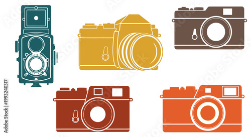 Camera icons in different colors.