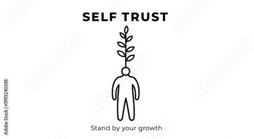 Self trust motivational icon, personal growth concept, vector illustration, line art style