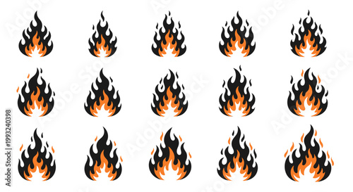 Collection of orange and black flames.