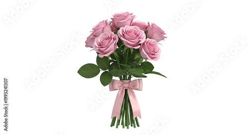 Bouquet of Pink Roses with Satin Bow