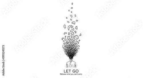 Minimalist let go concept, freedom illustration, thought release, mental clarity vector
