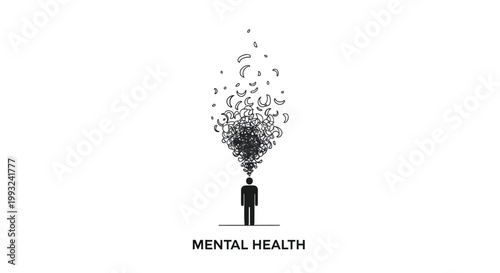 Mental health, mindfulness, anxiety, depression, vector icon, psychology symbol