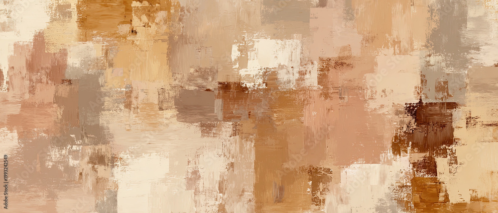 Fototapeta premium Neutral-toned abstract background with textured brush strokes in beige, brown, and cream, perfect for modern design, branding, or presentation backdrops.