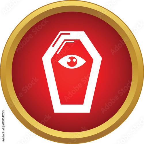 Coffin with all seeing eye design, representing mystery and the supernatural