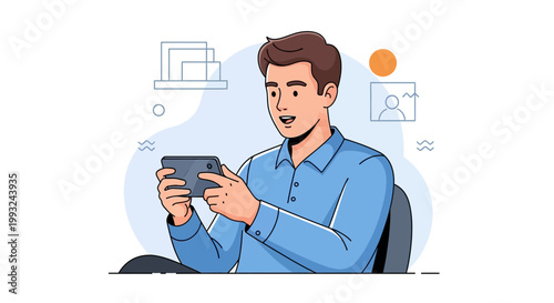 Man playing mobile game, modern lifestyle, entertainment, technology, leisure time