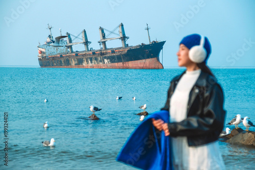 women with the Blueways Shipwreck in Weihai, Shandong Province ,China