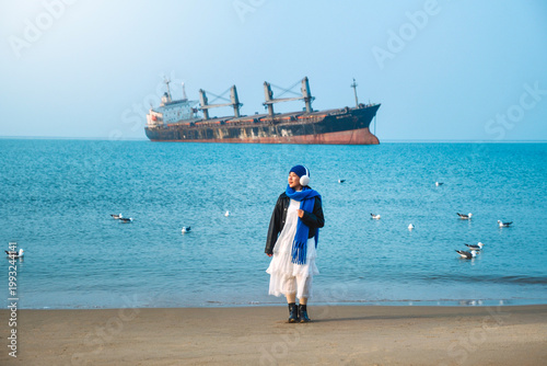women with the Blueways Shipwreck in Weihai, Shandong Province ,China