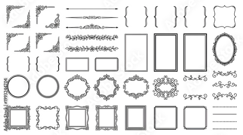 Tableau sur toile ペン画風の装飾フレームセット40種類