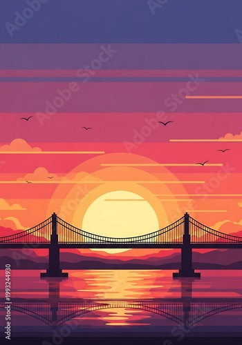 Pixel Dreams: Bridge to Sunset Hues