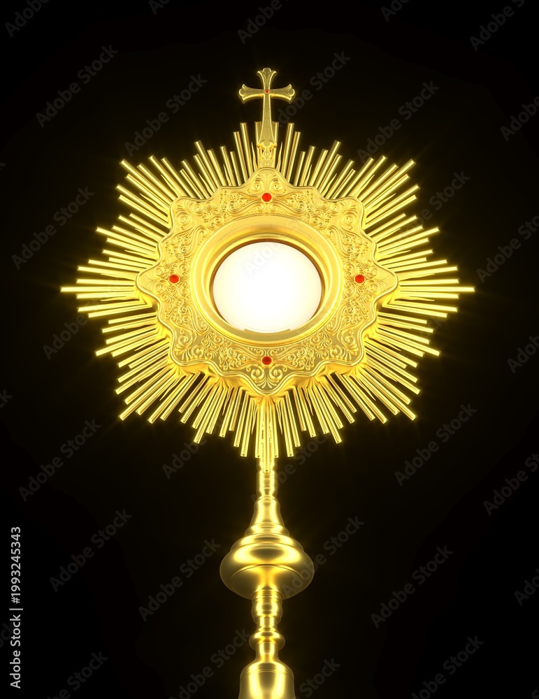Fototapeta premium Jesus Christ in the monstrance. Sacrament of the Eucharist. Corpus Christi - 3D Illustration