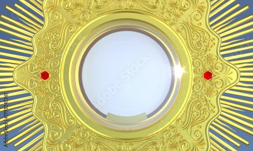 Jesus Christ in the monstrance. Sacrament of the Eucharist. Corpus Christi - 3D Illustration