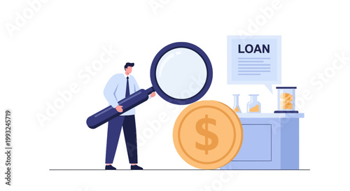 Financial Investigation Concept with Magnifying Glass and Loan Document