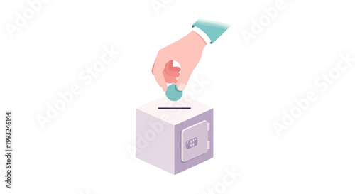 Hand Casting Vote in Ballot Box for Election or Polling
