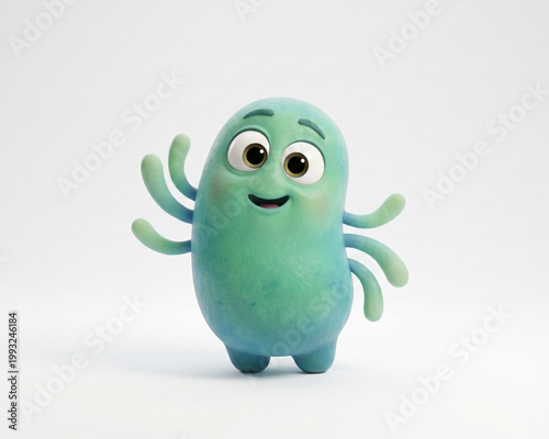 3D Bacteria character on white background
