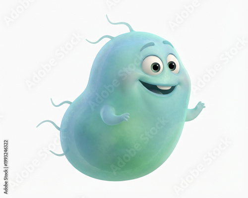 3D Bacteria character on white background