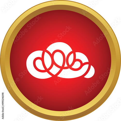 Auspicious cloud design in a red circle with a golden border