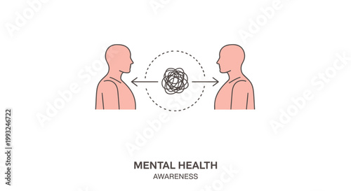 Mental health awareness, psychology support, therapy illustration, communication concept, vector icons
