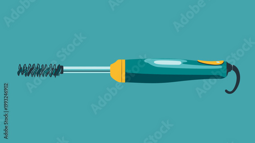 Stylized illustration of a cylindrical tool with a brush end and electrical cord