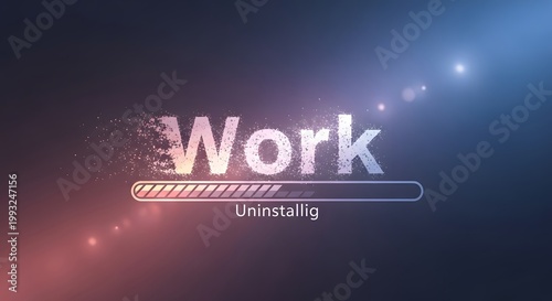Work life balance concept with progress bar uninstalling work, quitting job and freedom idea