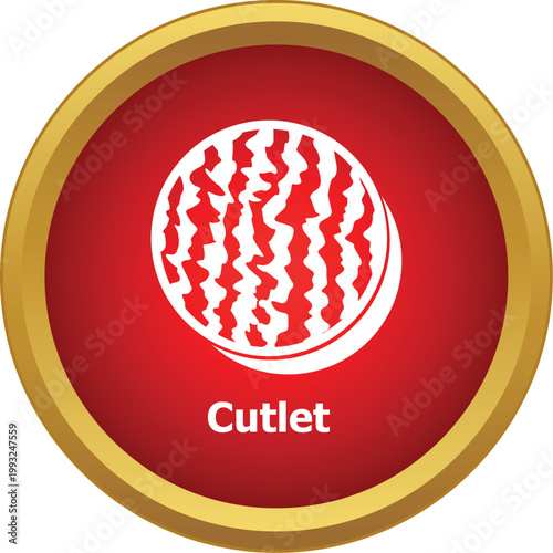Food icon showing a meat cutlet in a red circle button