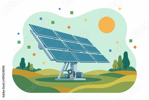 Renewable Energy Solar Panel Array in Rural Landscape