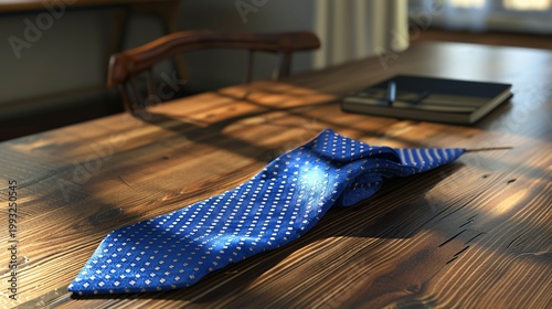 A Rolled Up Tie On The Desk