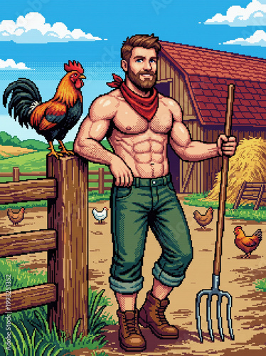 Muscular Farmer Pixel Art