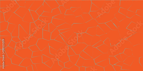 Abstract orange crystalized broken glass and white lines background. blue stained glass window art pattern vector illustration. Natural Chaos Captured Through Synthetic Eyes. 