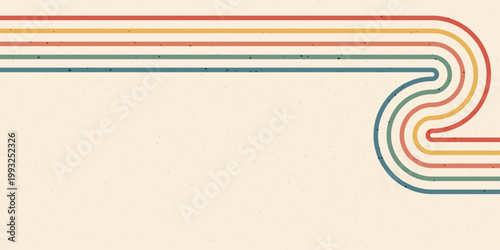 Abstract background with rainbow wavy striped in retro hippie style 1970s. Vector illustration