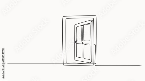 Open door one line art animation, Animated self drawing of continuous line draw open door. Concept of new opportunities, problem solving, self drawing of continuous line draw open door.