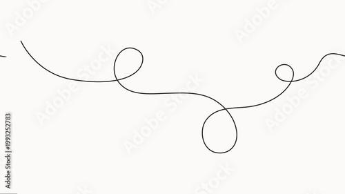 Squiggle line animation continuous one line drawing, Abstract hand drawn dividing thin wave continuous line on white background, Self drawing simple animation of line.