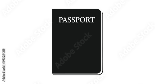 A black passport with the word passport displayed a striking silhouette