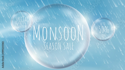 Monsoon sale banner templates set, Rainy season background, Monsoon special offer sale vector illustration. monsoon sale offer background design.