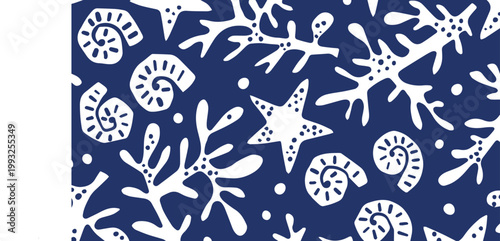 Abstract Art background with sea creatures pattern