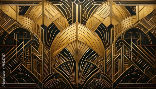 Elegant Art Deco Pattern - A Luxurious Golden Geometric Design.