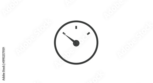 Minimalist representation of a clock indicating a specific time, simple and clear