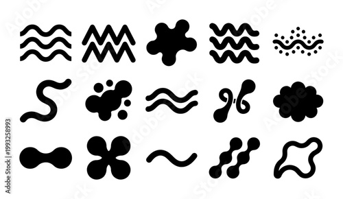 Photos Abstract Organic Shapes Vector Icons, Blob and Swirl Elements, Fluid Forms Colle